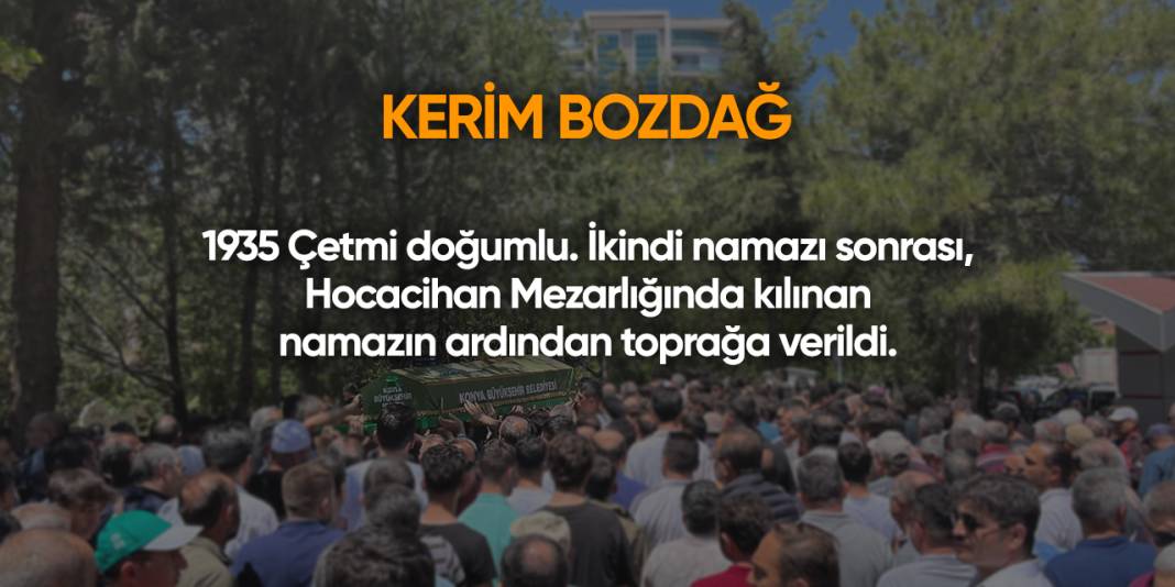 Konya'da bugün vefat edenler | 8 Mart 2025 2